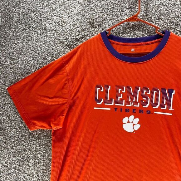 Clemon Tigers Shirt Mens 2XL XXL Orange Striped Athletic Colosseum NCAA Football - Picture 6 of 13